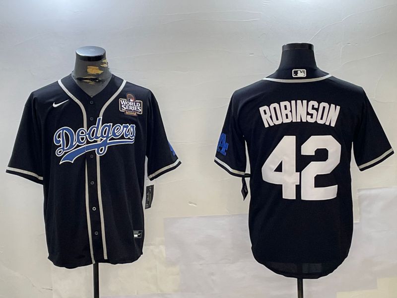 Men Los Angeles Dodgers 42 Robinson Black Game 2024 Nike MLB Jersey style 11202